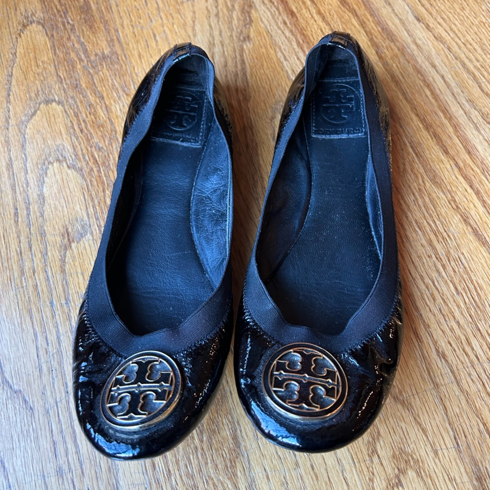 Tory Burch Black Patent Leather Flats